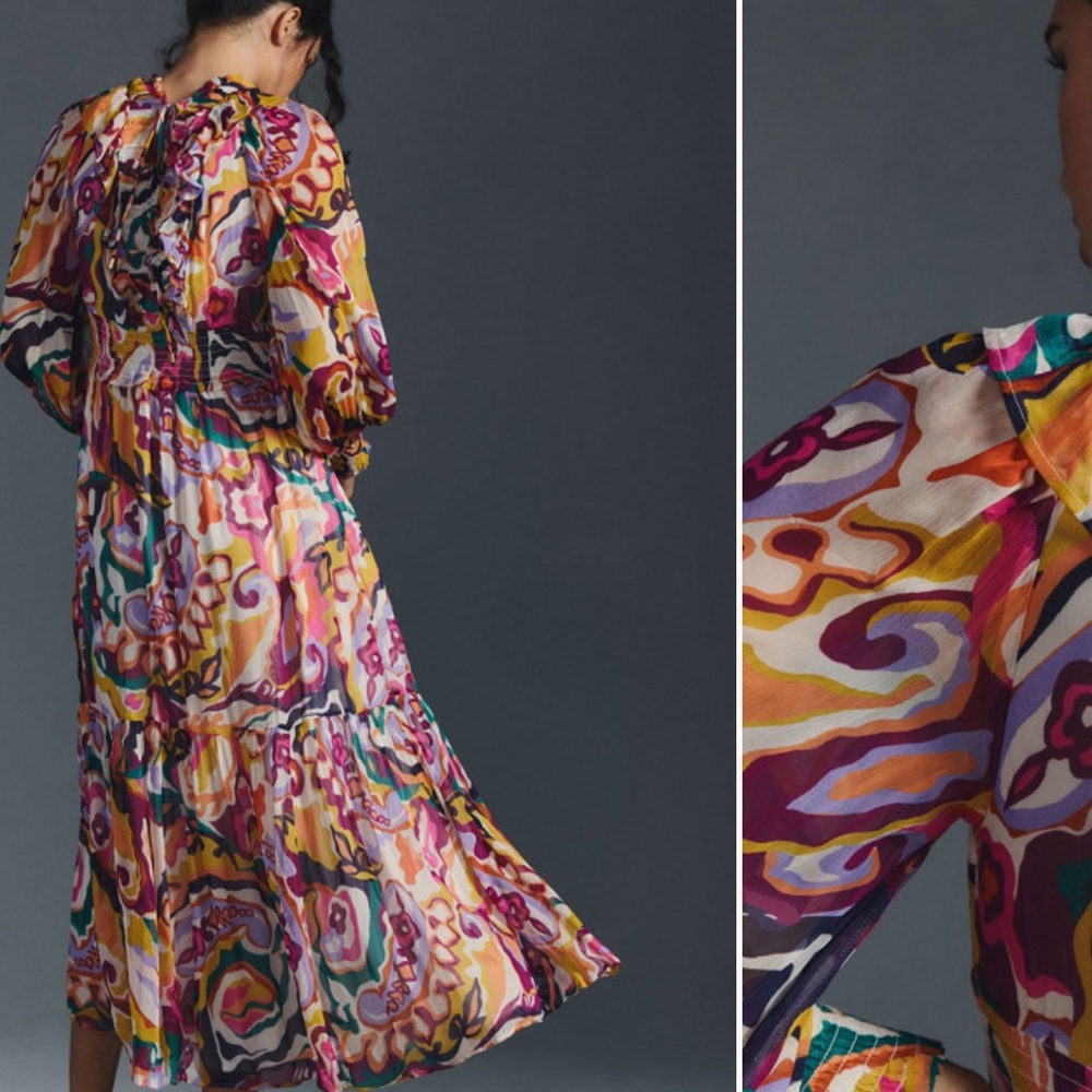 Anthropologie Multicolor Floral Midi Dress - Picture 3 of 10